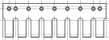 Нож гребенчатый 9 отв. (1214,4х406х75) 135-9797 грейдеры CAT (сталь 30MnB)